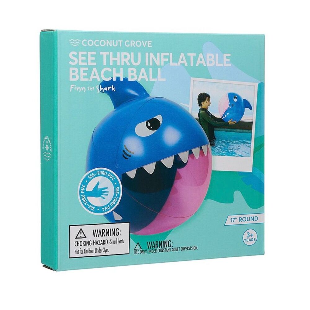 Coconut Grove See Through 17" Round Inflatable SHARK Beach Ball